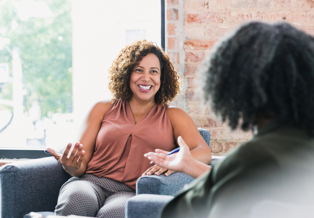 A Member Talking to a Therapist at CODAC Office.